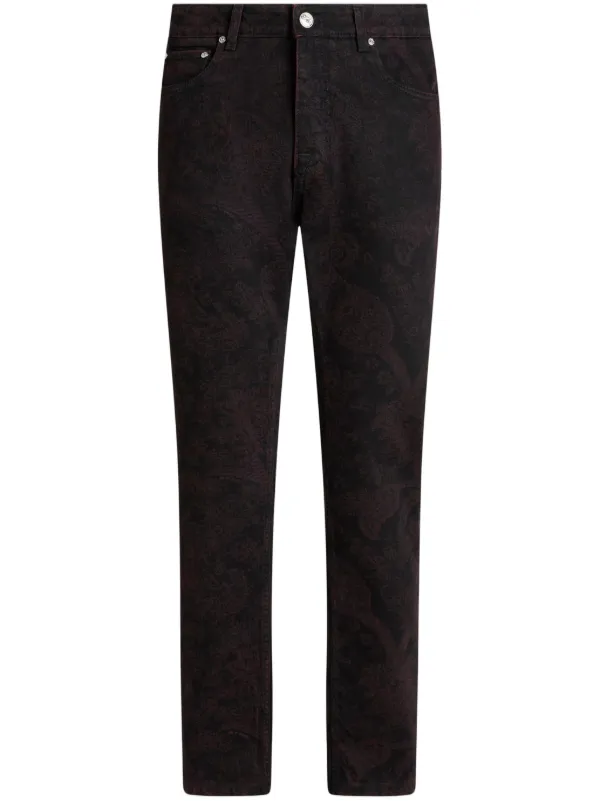 Etro Paisley-pattern Slim-fit Jeans in Red