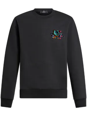 スウェット・トレーナー ETRO COTTON CREWNECK SWEATSHIRT WITH LOGO EMBROIDERY Etro Sweatshirt Blue Mens Etro