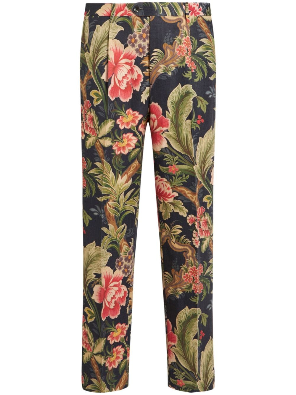 Etro Floral-print Chino Trousers In Blue