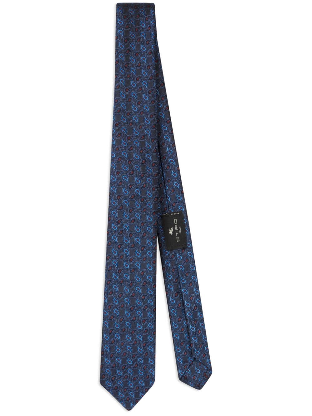Etro Paisley-embroidered Silk Tie In Blue