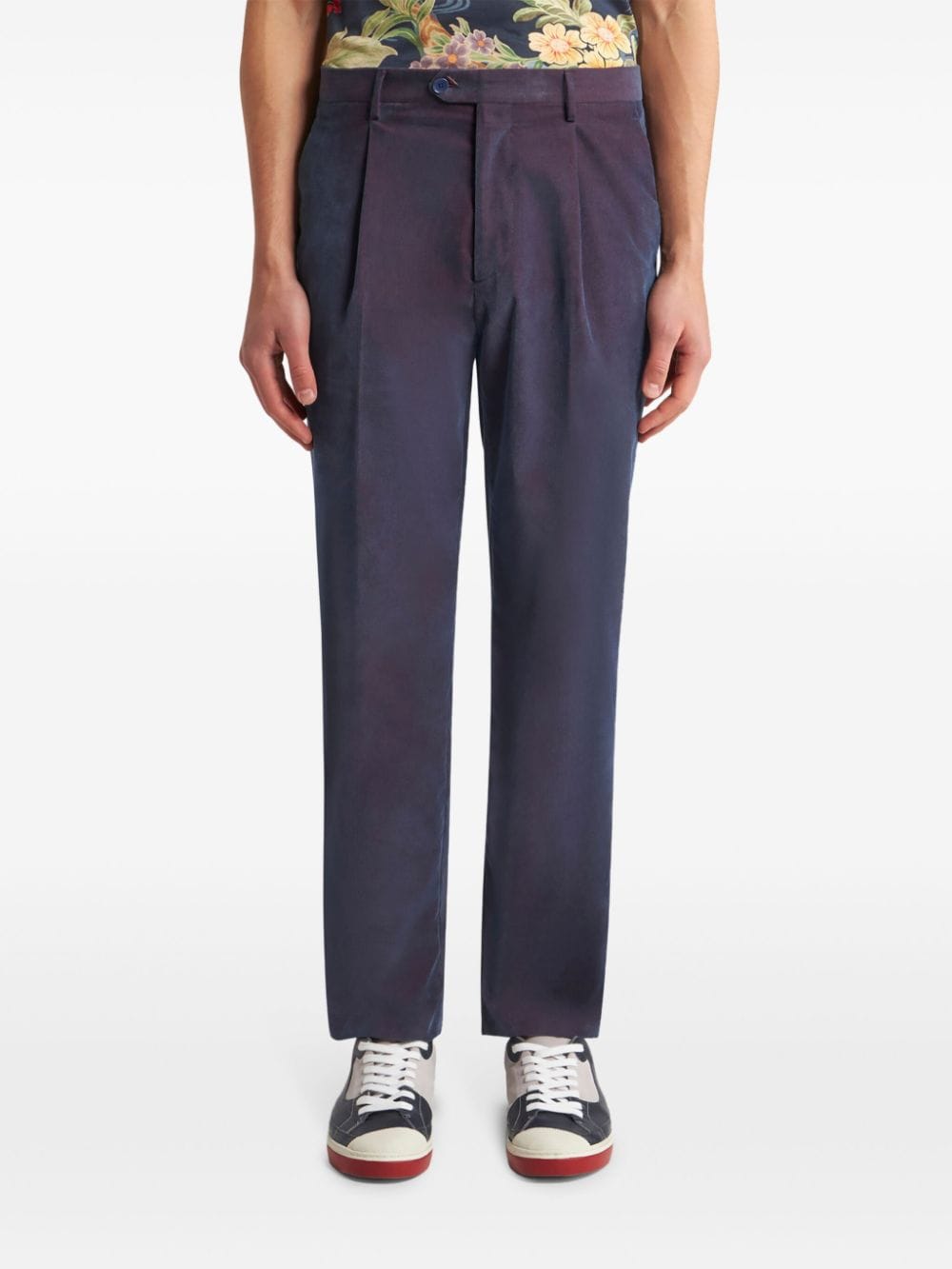 Shop Etro Tailored Velvet Trousers In Blue