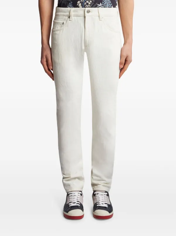 ETRO slim-cut Jacquard Jeans | White | FARFETCH PL