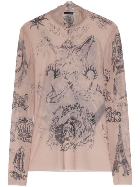 Balenciaga tattoo-print mesh top Women