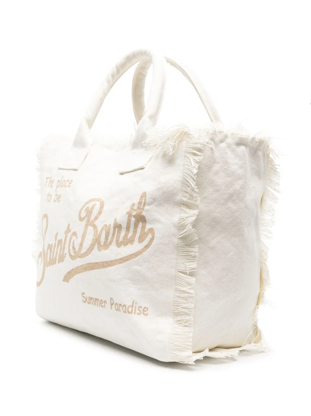 Shop Mc2 Saint Barth Vanity Canvas Beach Bag In White