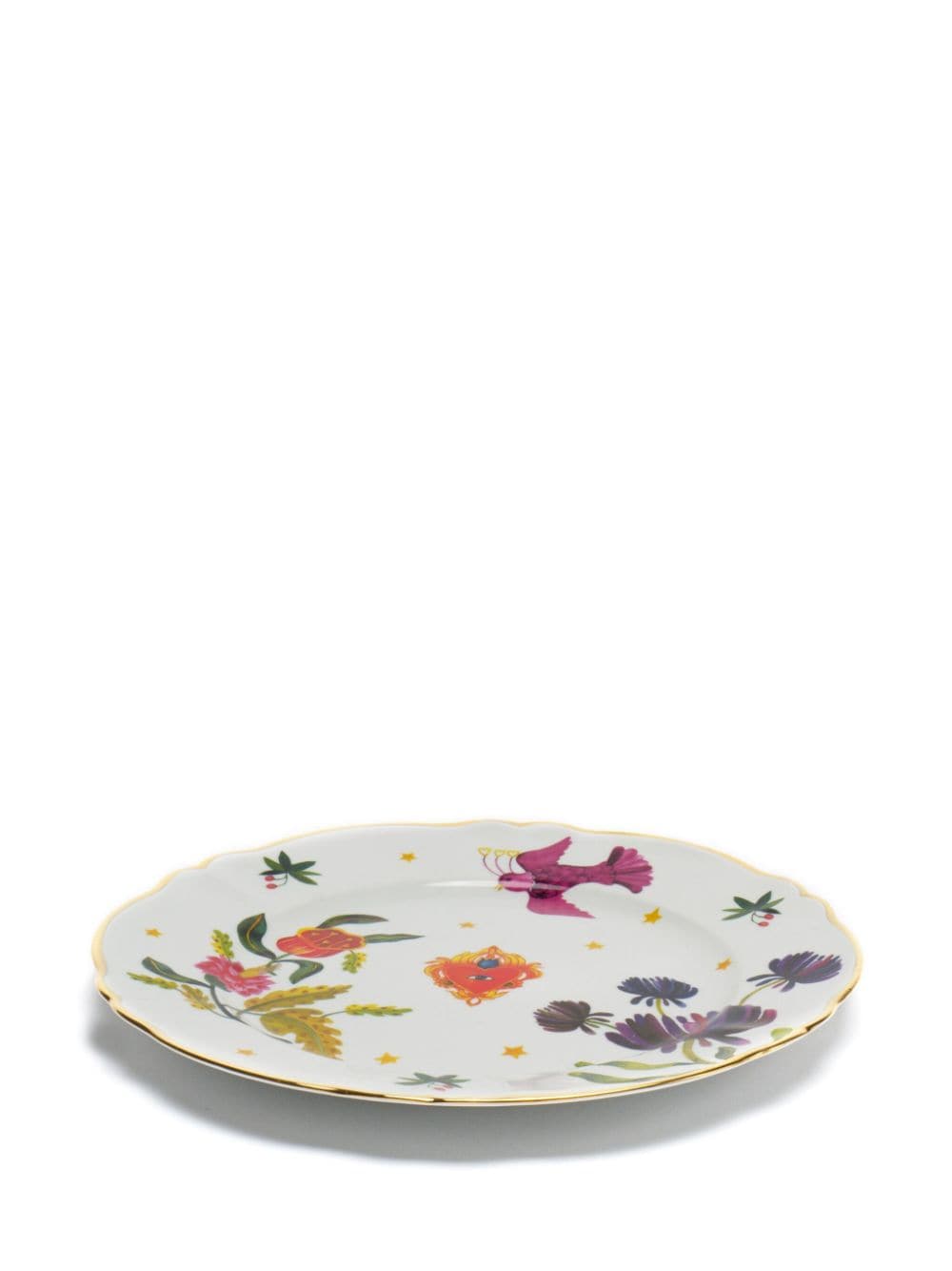 Shop Bitossi Home Floral-print Porcelain Round Tray (32.5cm) In White