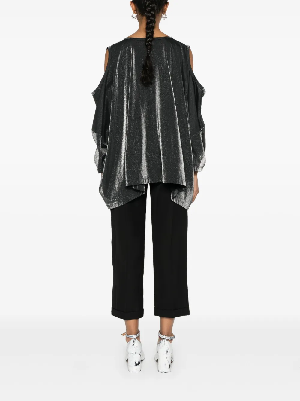 Junya Watanabe T-shirt met lamé effect Zwart