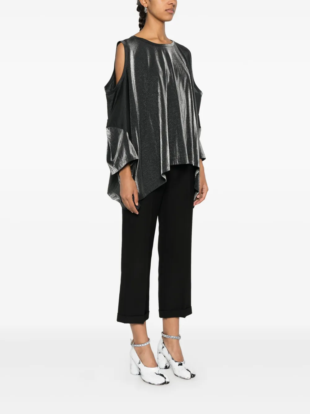 Junya Watanabe T-shirt met lamé effect Zwart