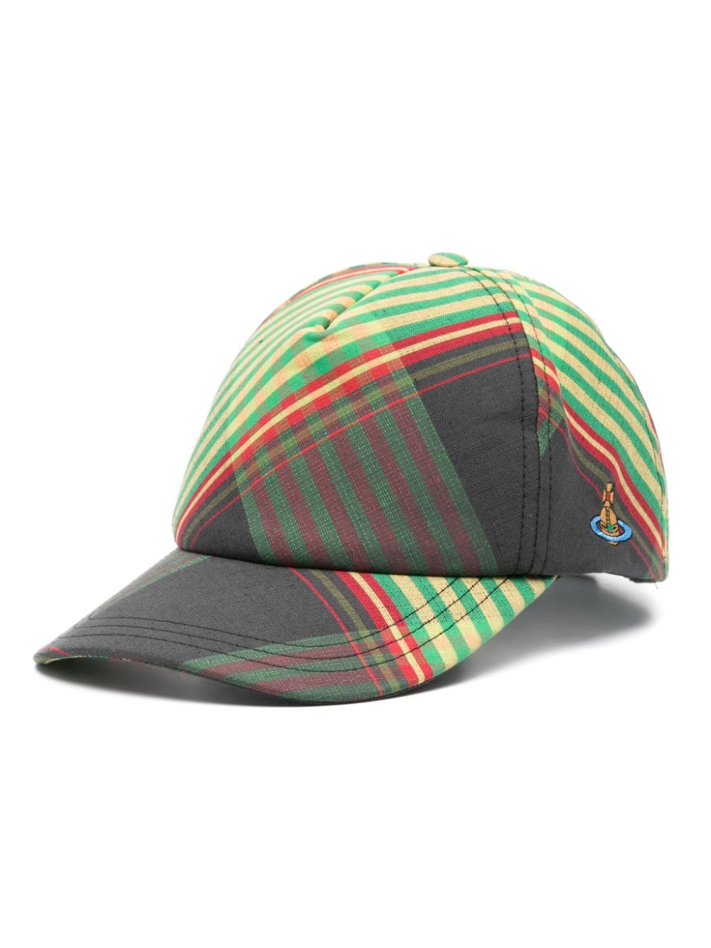 Vivienne Westwood Combat Checked Baseball Cap In Green