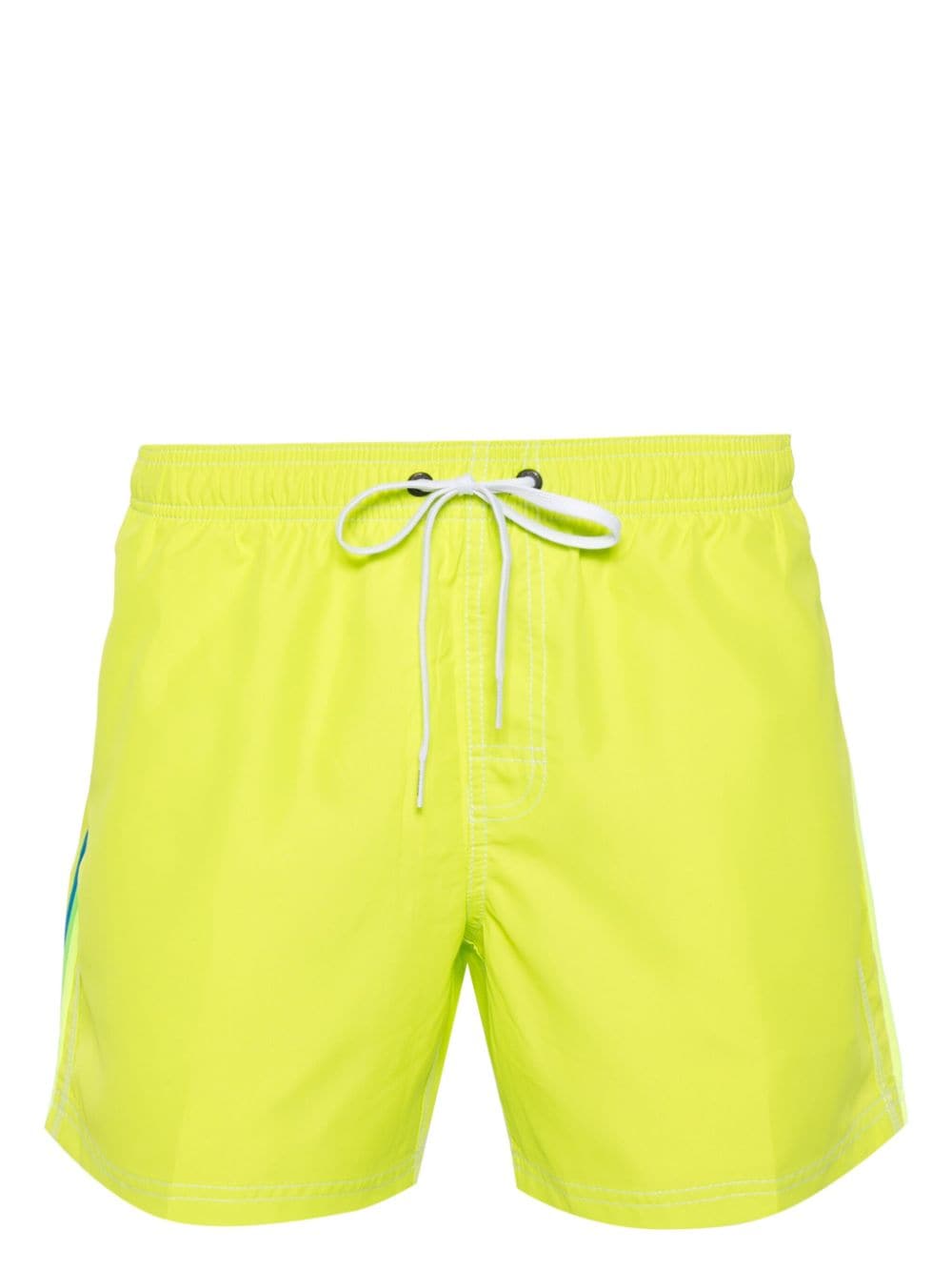 Sundek Logo-patch Striped Swim Shorts In Yellow