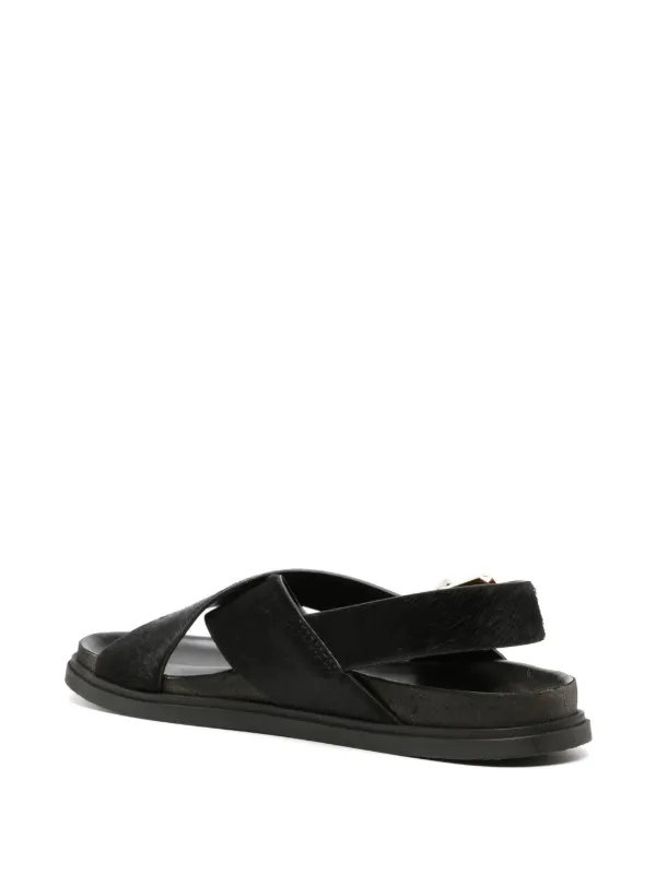 The Row クロスストラップ レザーサンダル | ブラック | FARFETCH JP