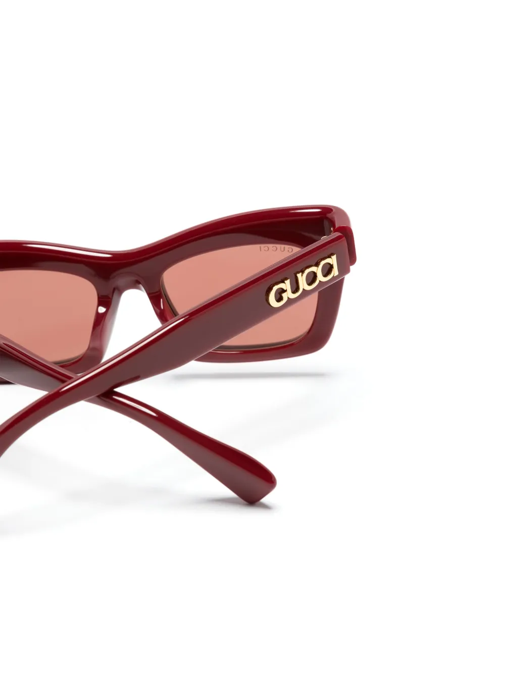 Shop Gucci Rectangle-frame Sunglasses In Red