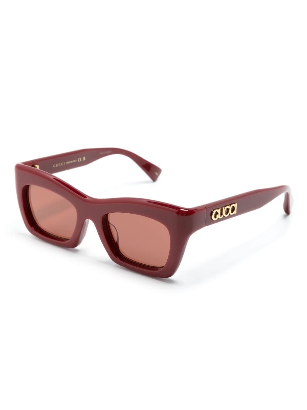 Shop Gucci Rectangle-frame Sunglasses In Red
