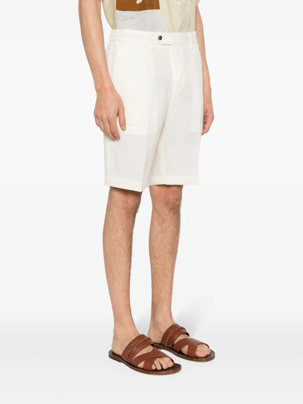 Shop Pt Torino Linen Bermuda Shorts In Neutrals