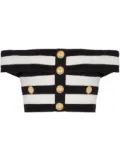 Balmain off-shoulder striped top - Black