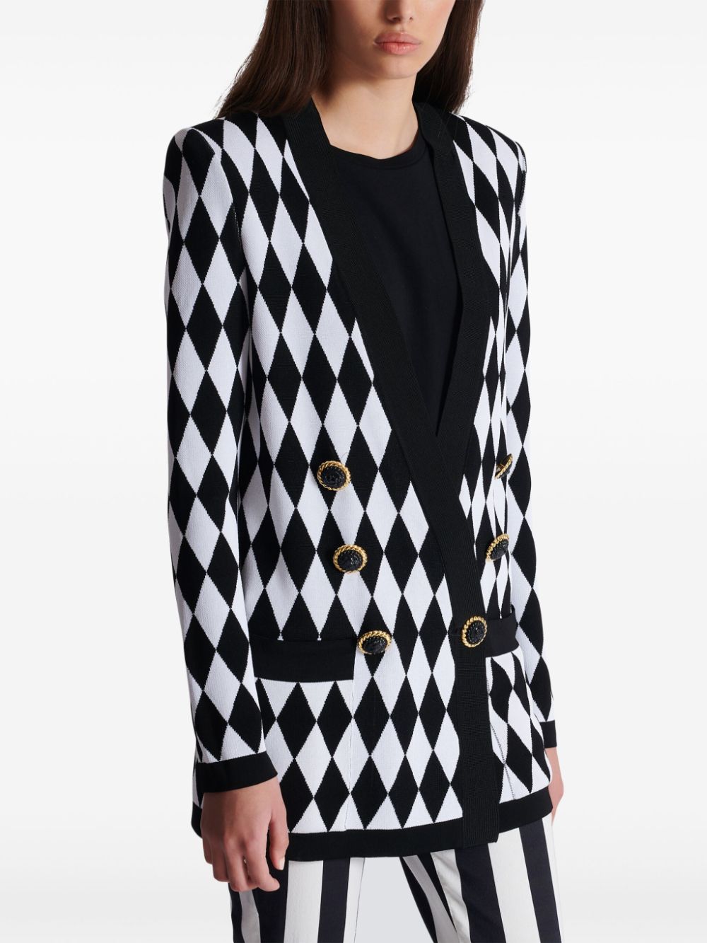 Balmain diamond patterned jacquard jacket Women