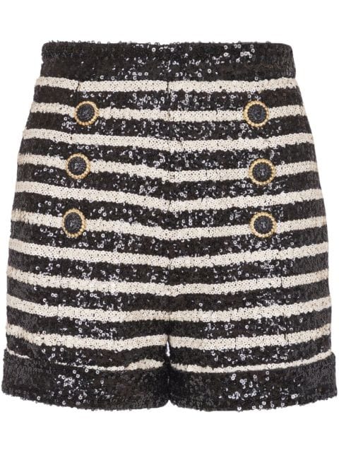 Balmain randiga shorts med strass