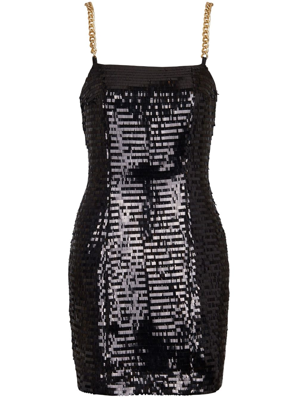 Balmain Sequin Chain-link Short Dress In Black