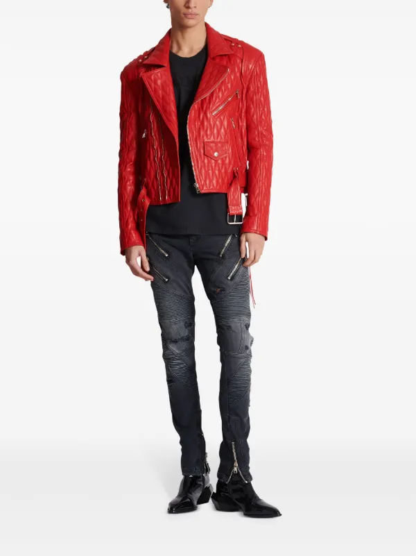 Quilted leather biker jacket best sale