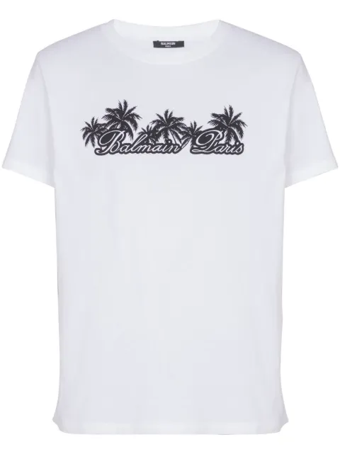 Balmain Palm-print cotton T-shirt 