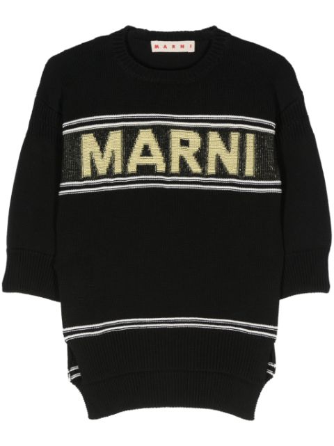 Marni intarsia-knit logo cotton jumper Women