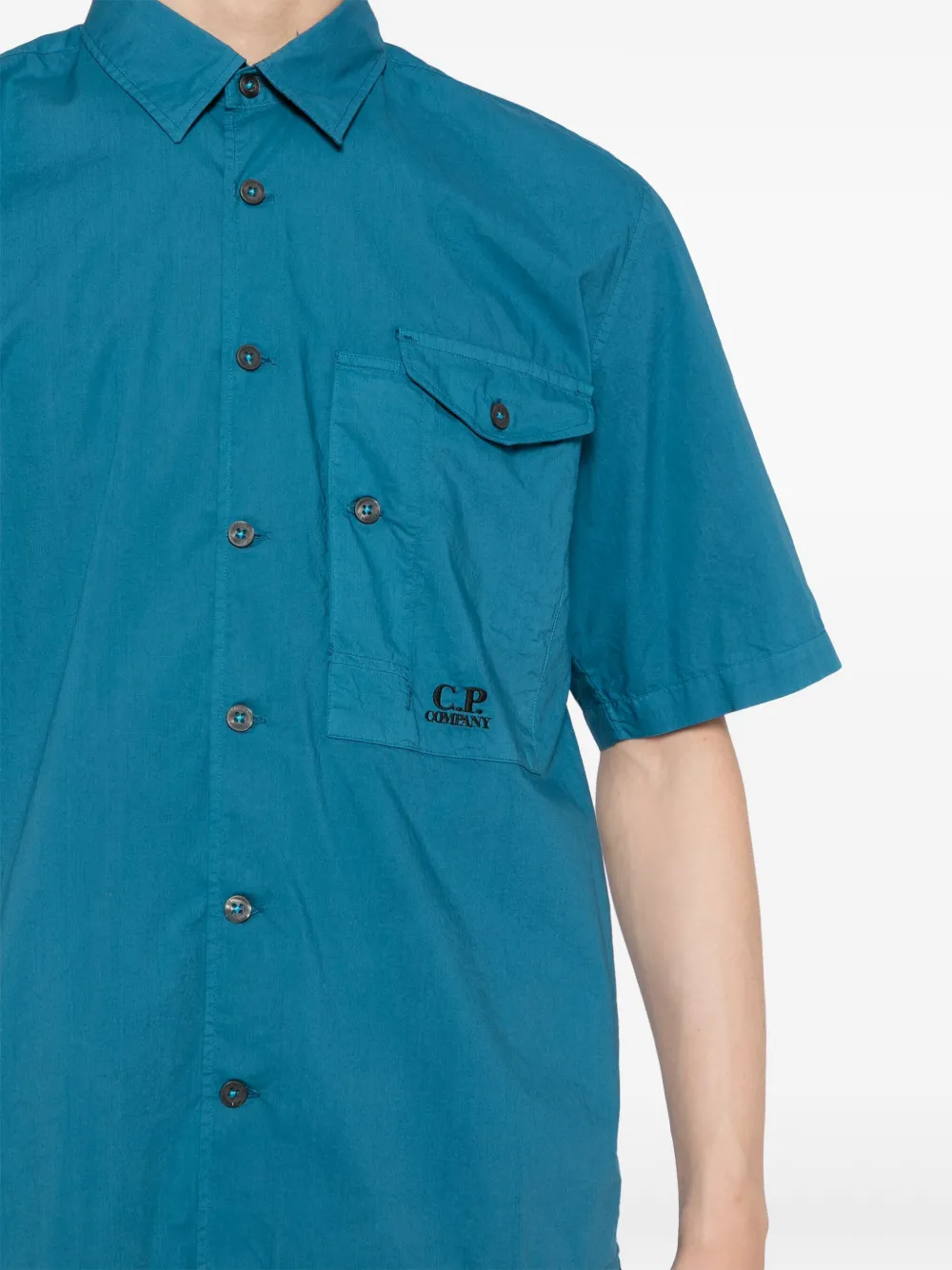 C.P. Company Katoenen overhemd met geborduurd logo Blauw