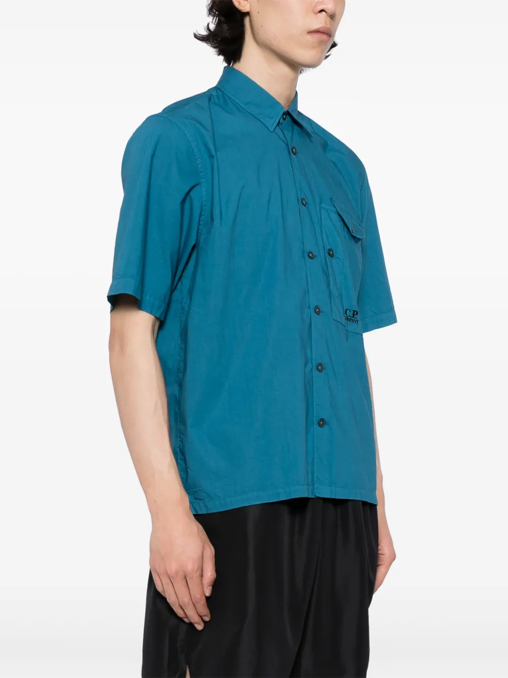 C.P. Company Katoenen overhemd met geborduurd logo Blauw