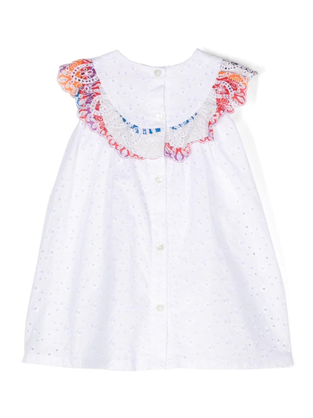 Shop Pucci Junior Iride-print-trim Cotton Dress In White