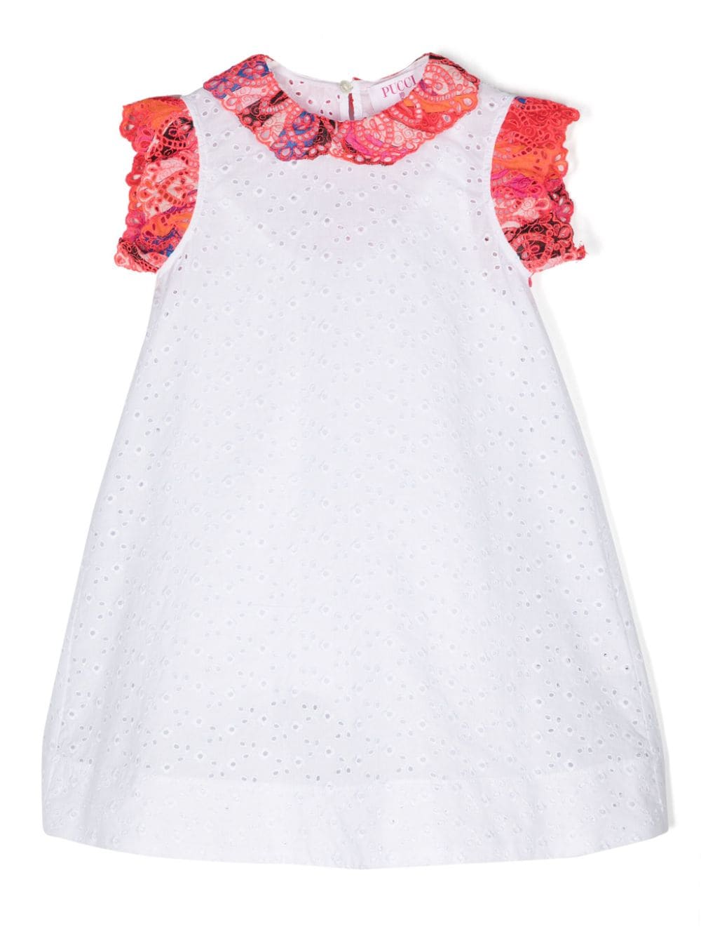 Shop Pucci Junior Broderie-anglaise Cotton Dress In White