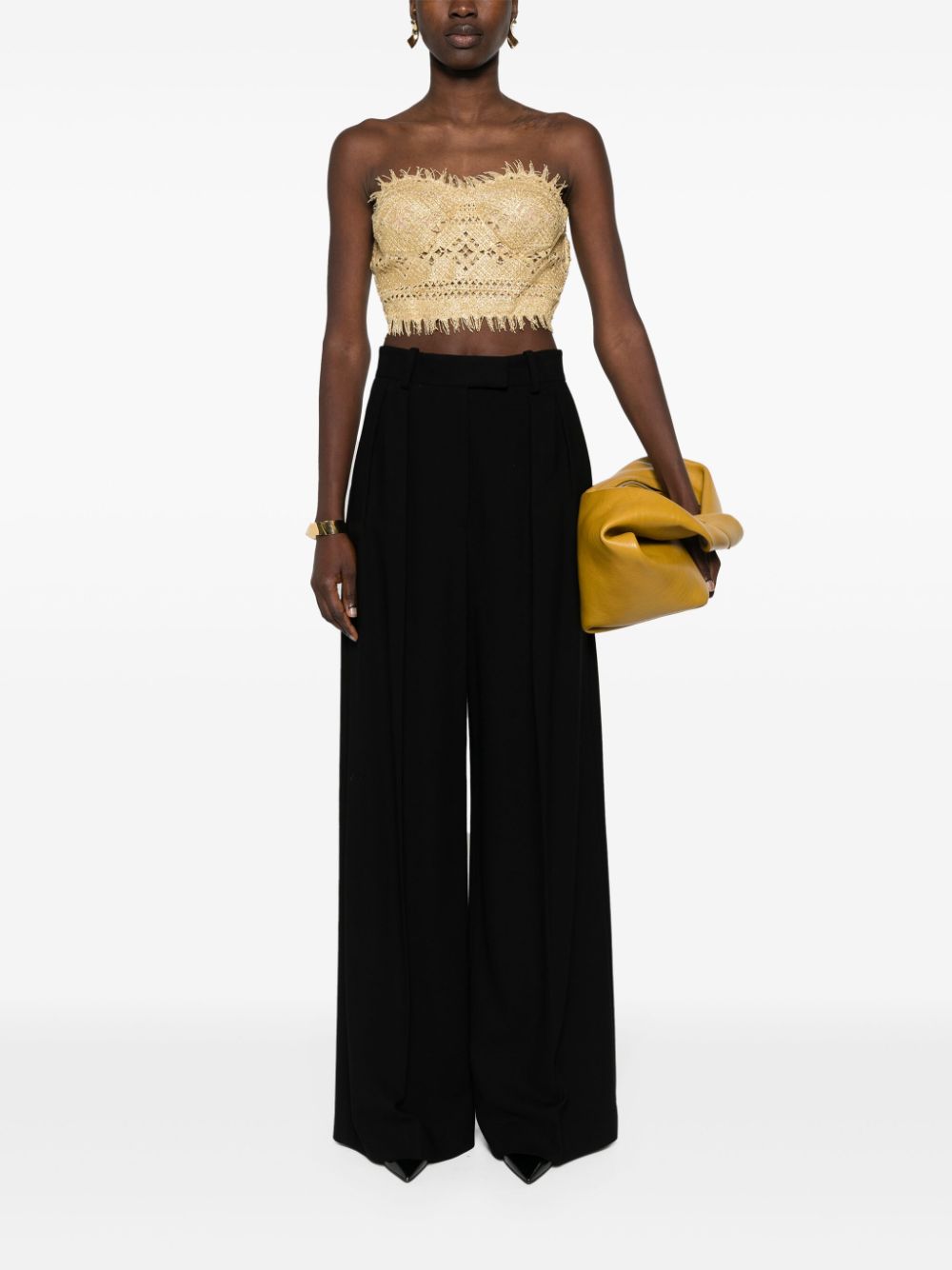 Shop Ermanno Scervino Lurex-detail Crop Top In Gold