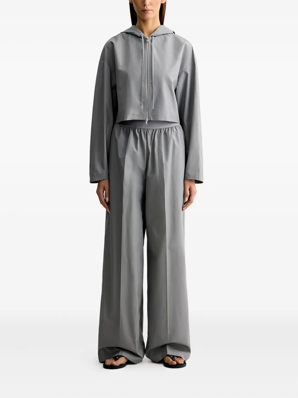 12 STOREEZ elasticated-waistband cotton trousers - Grijs
