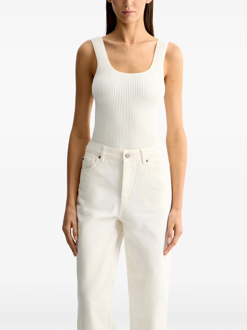 Shop 12 Storeez Ribbed-knit Tank Top In White