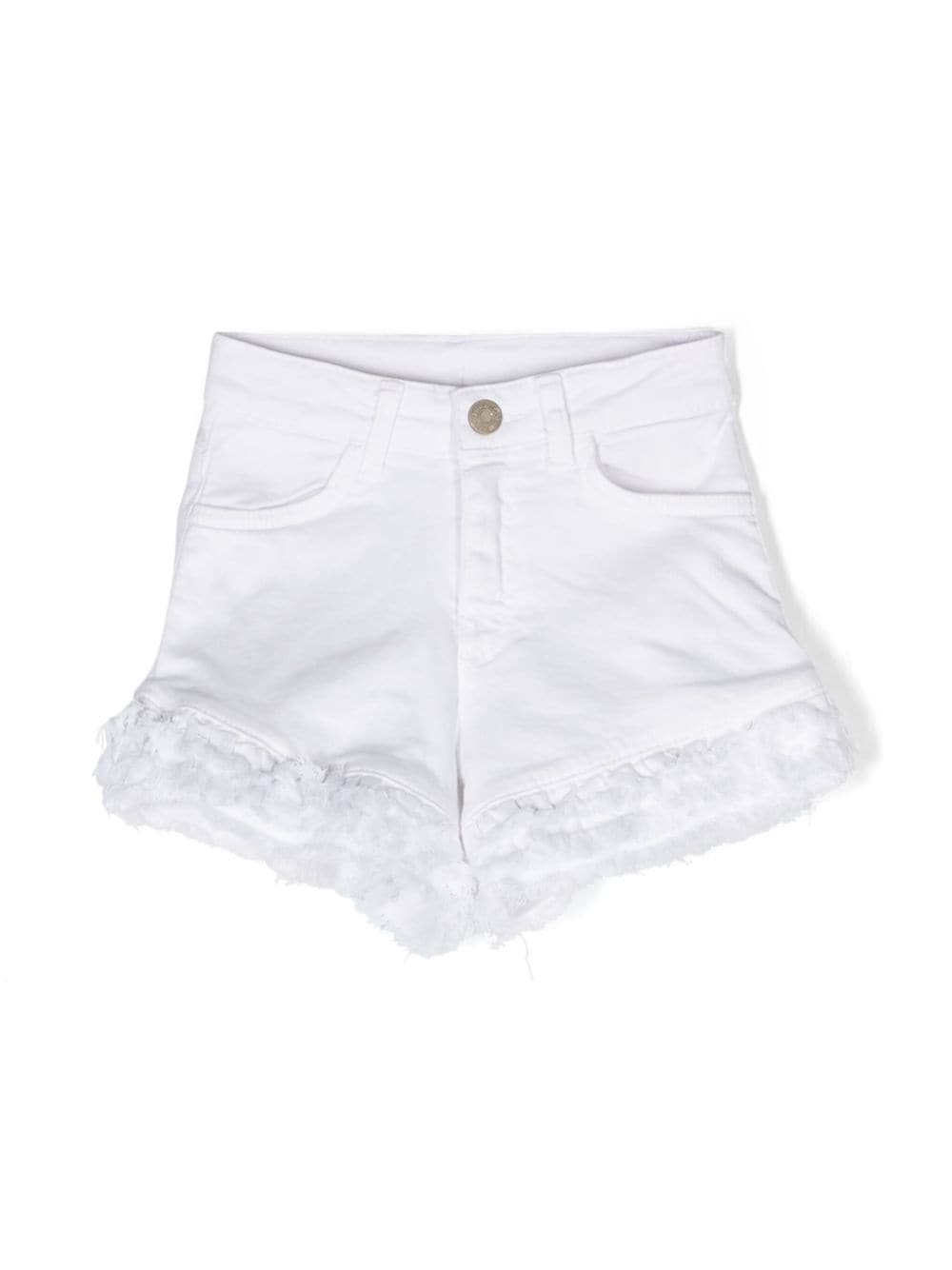 Shop Twinset High-rise Denim Shorts In White