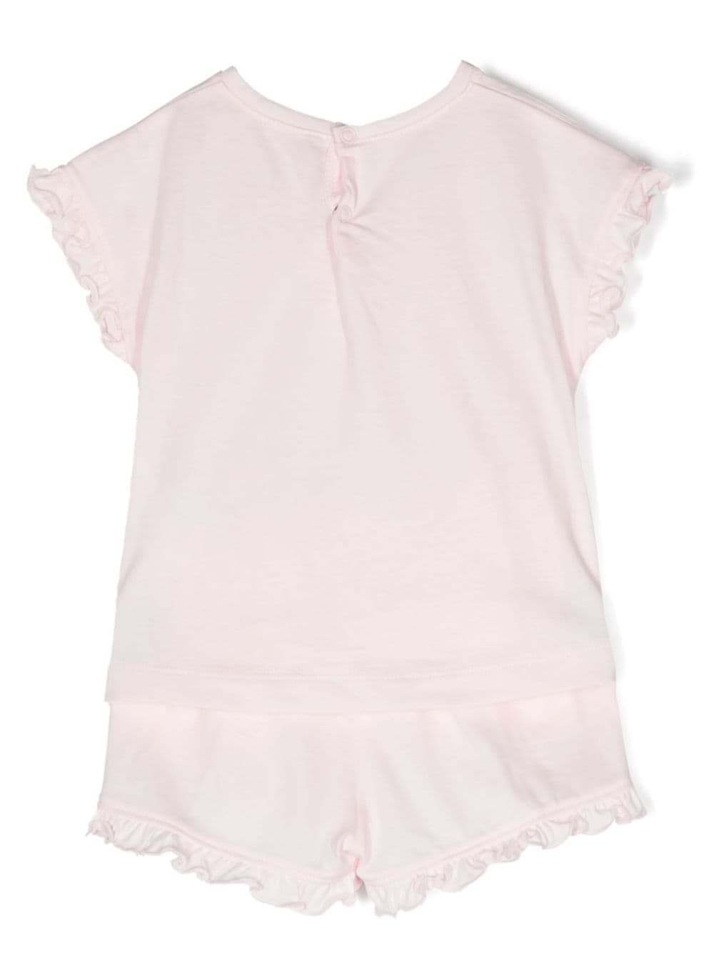 Il Gufo floral-appliqué cotton shorts set - Roze
