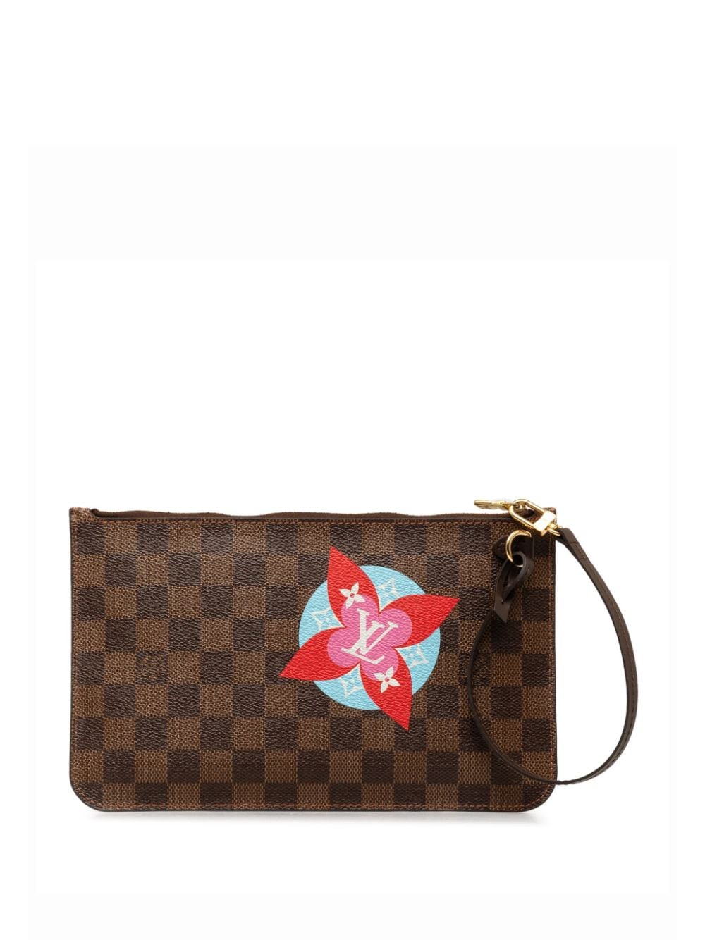 Louis Vuitton Pre-Owned 2018 Damier Ebene Patches Neverfull pouch - Bruin