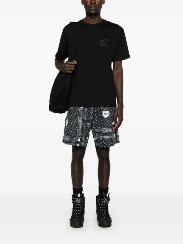 Carhartt WIP Heart Bandana Cotton Shorts | Black | FARFETCH
