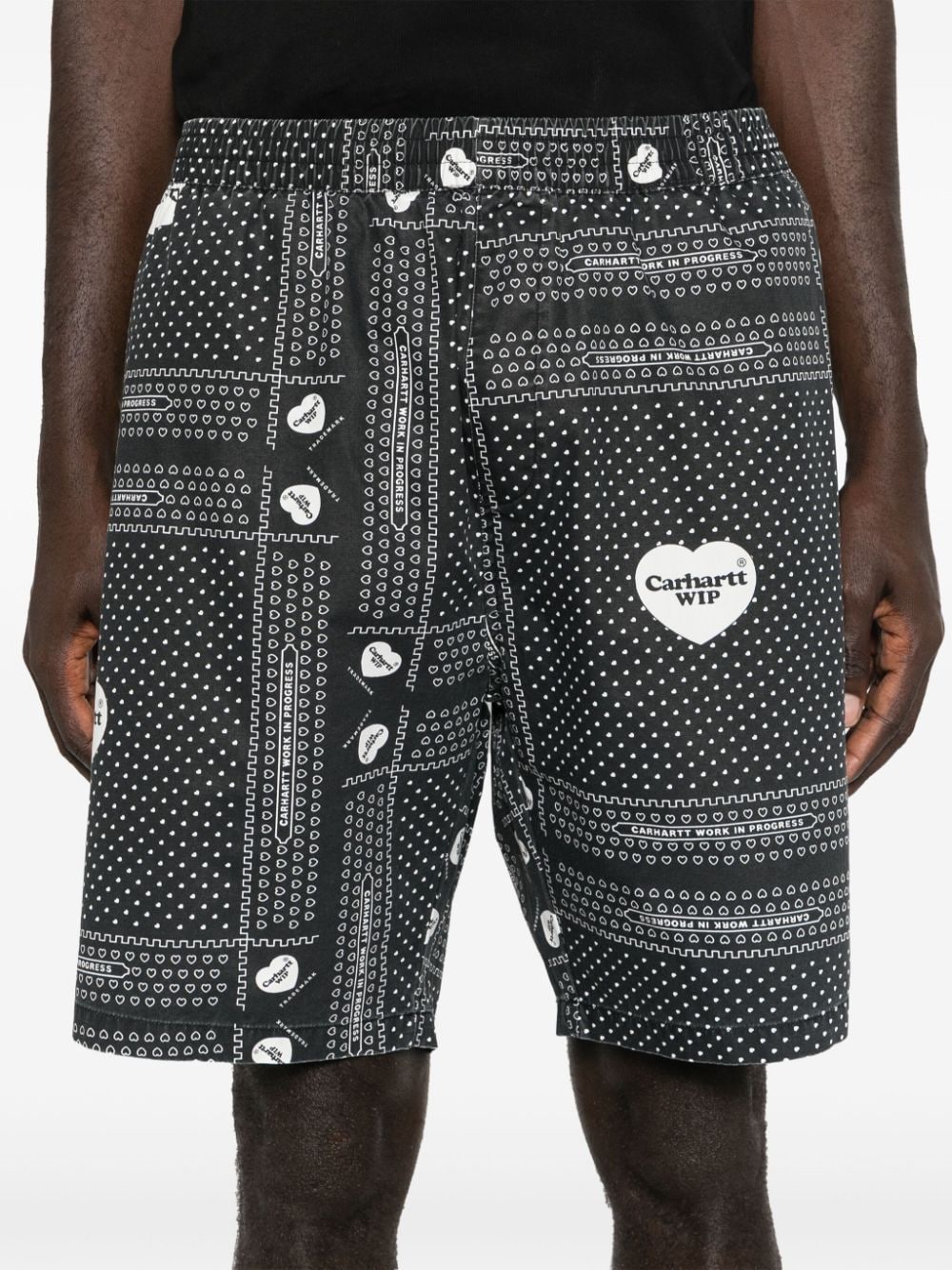 Shop Carhartt Heart Bandana Cotton Shorts In Black