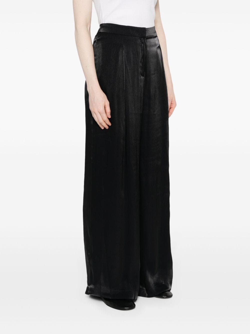 Shop Michael Michael Kors Georgette Pleated Wide-leg Trousers In Black
