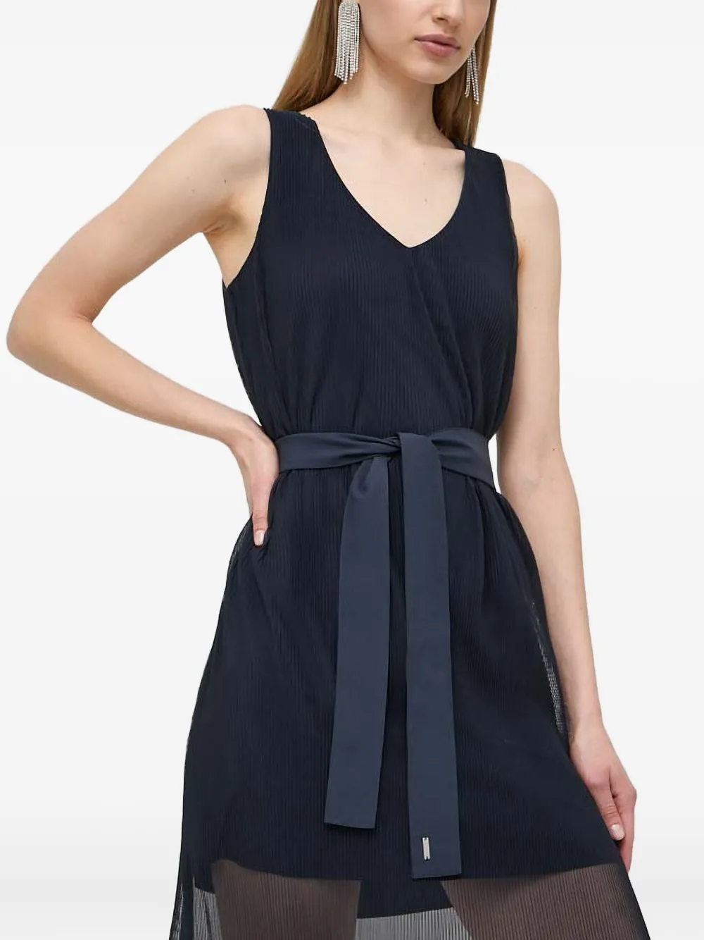 Armani Exchange ノースリーブ ベルテッド ドレス - ブルー Armani Exchange ノースリーブ ベルテッド ドレス - ブルー