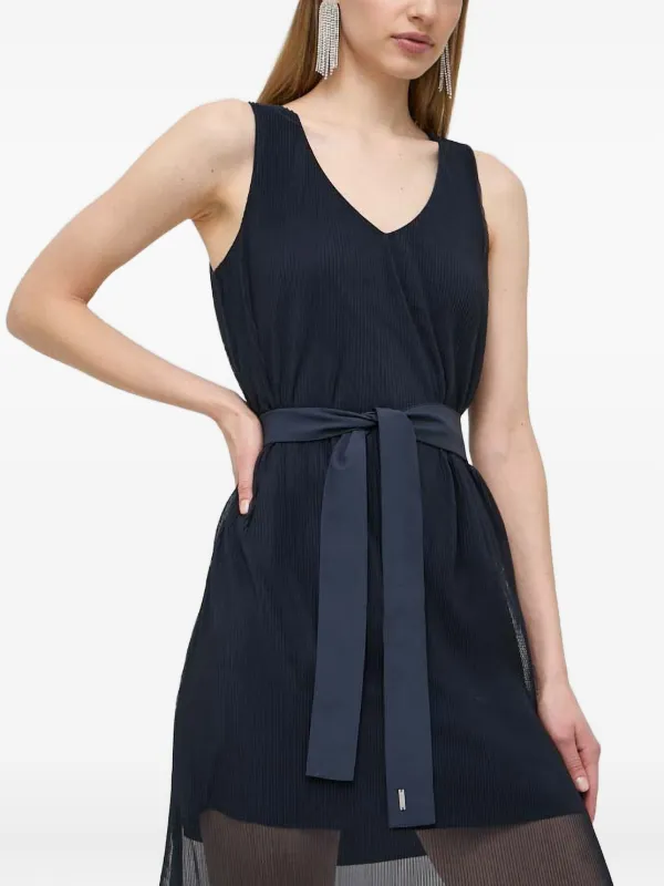 Armani Exchange Sleeveless Belted Dress - Blue