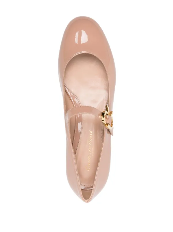 Gianvito Rossi Mary Ribbon 05 レザーフラットシューズ