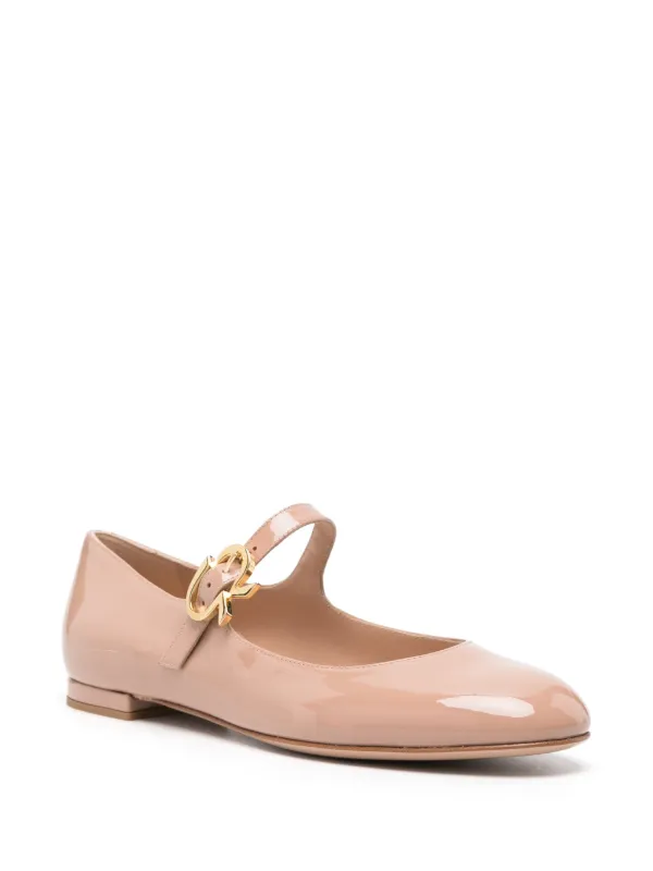 【Gianvito Rossi】MARY RIBBON 05 無地 フラットシューズ Gianvito Rossi Mary Ribbon 05 レザーフラットシューズ