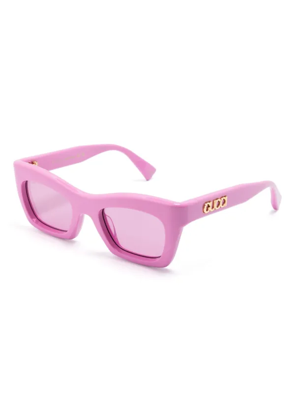 サングラス GUCCI Rectangular pink/transparent sunglasses Gucci Rectangular Pink/Transparent Sunglass – LOZURI®