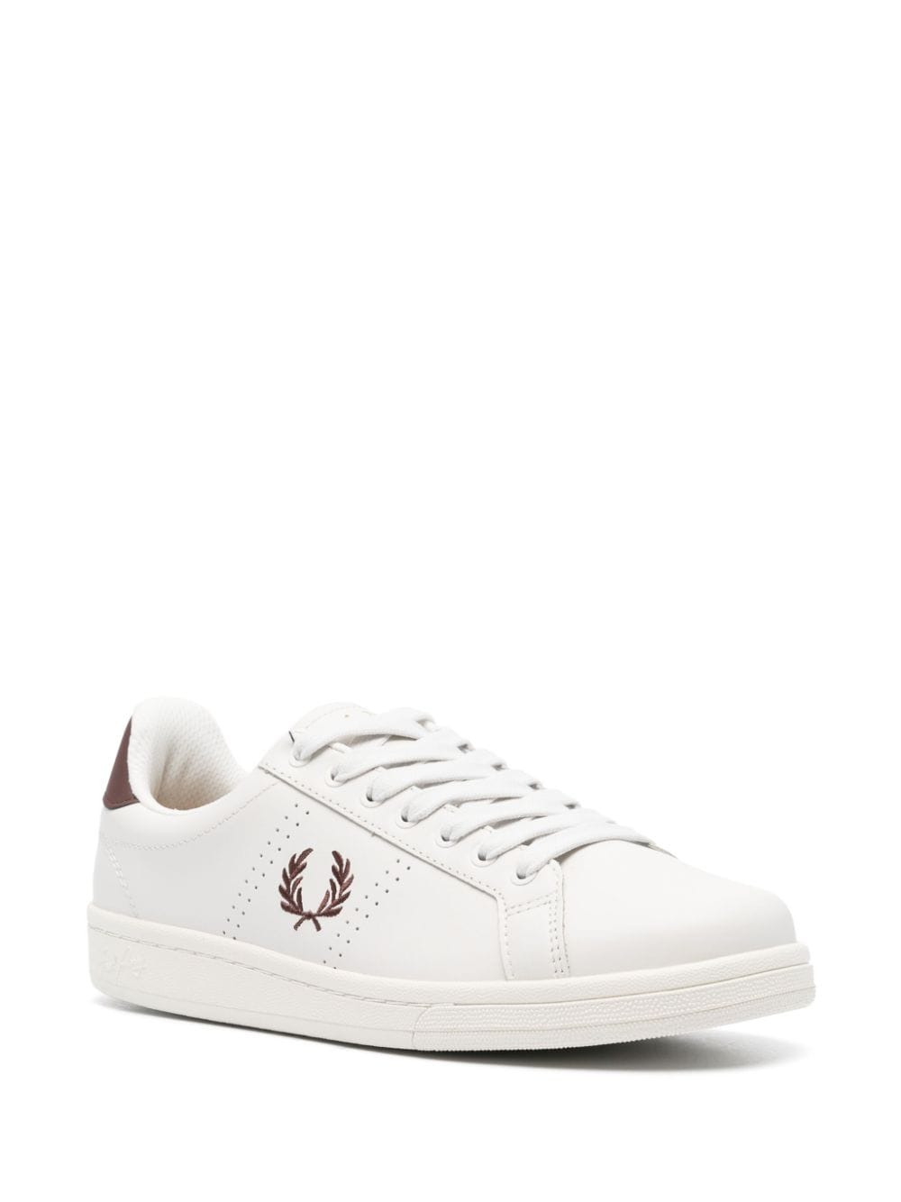 Fred Perry embroidered-logo leather sneakers - Wit
