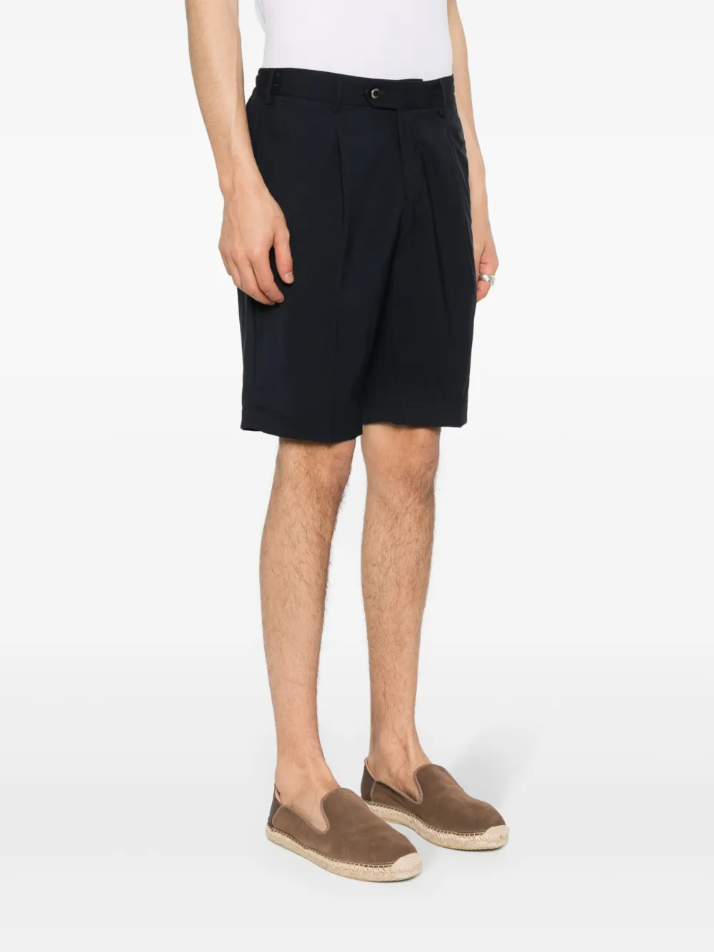 Shop Pt Torino Virgin-wool Bermuda Shorts In Blue