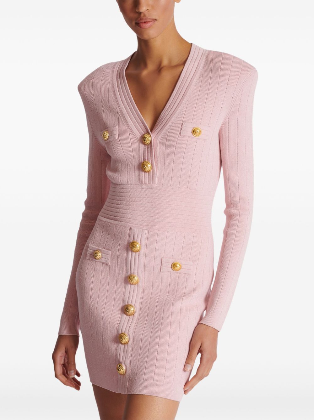 Balmain button-embellished knitted minidress Women