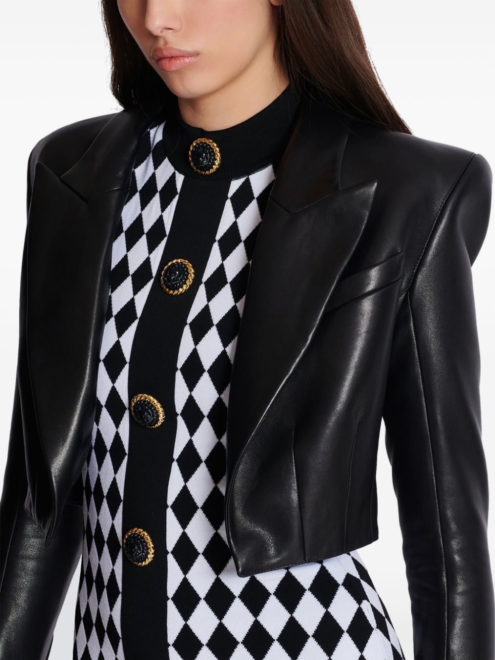 Balmain leather cropped jacket Women