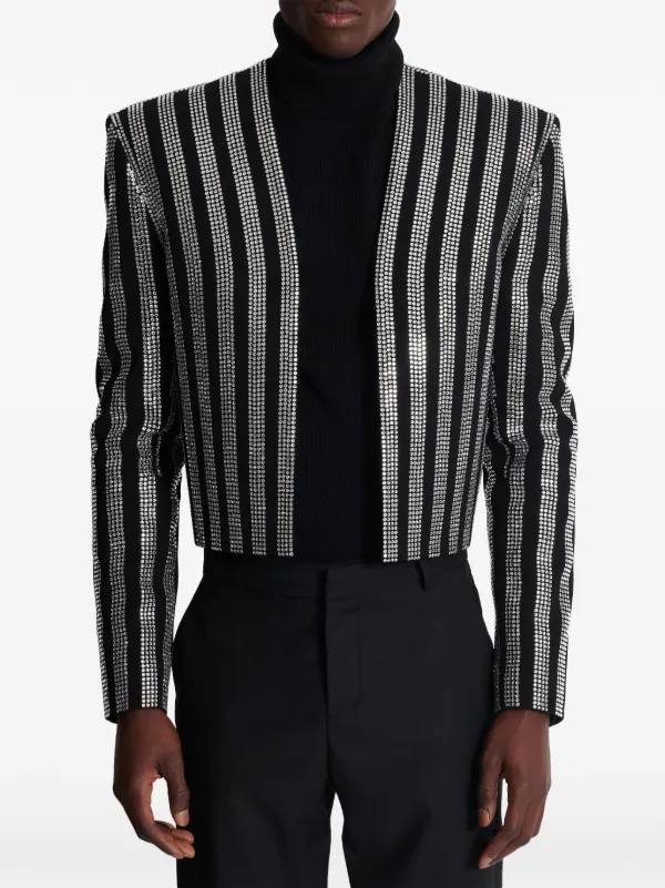 Balmain rhinestone-embellished Spencer Jacket | Black | FARFETCH