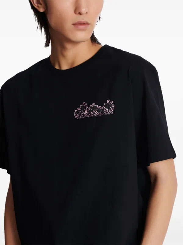 【BALMAIN】関税込☆Club Tシャツ ブラック Balmain Club-print Cotton T-shirt | Black | FARFETCH
