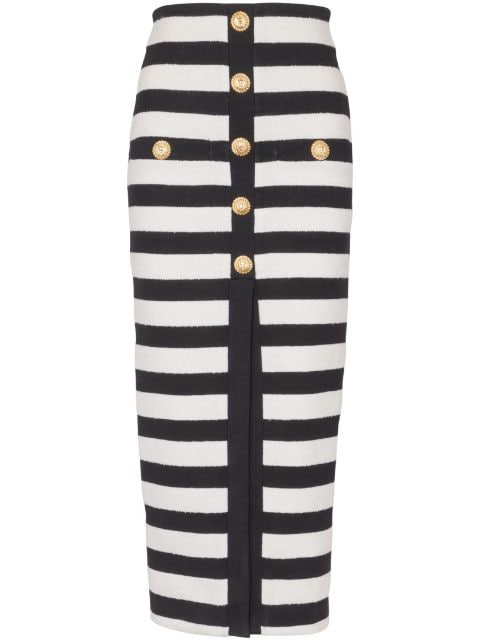 Balmain striped knitted midi skirt