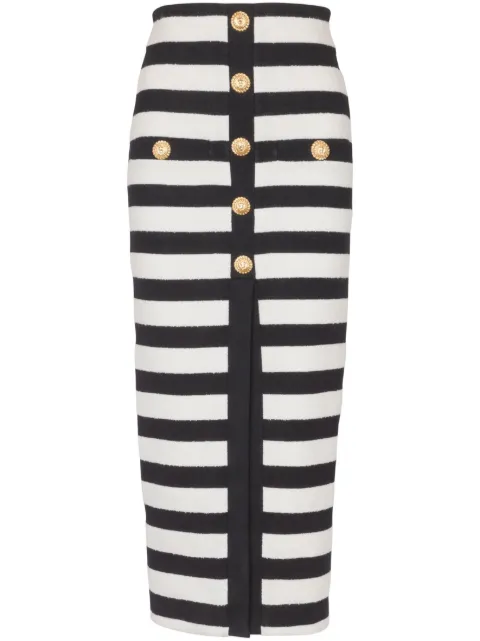 Balmain striped knitted midi skirt